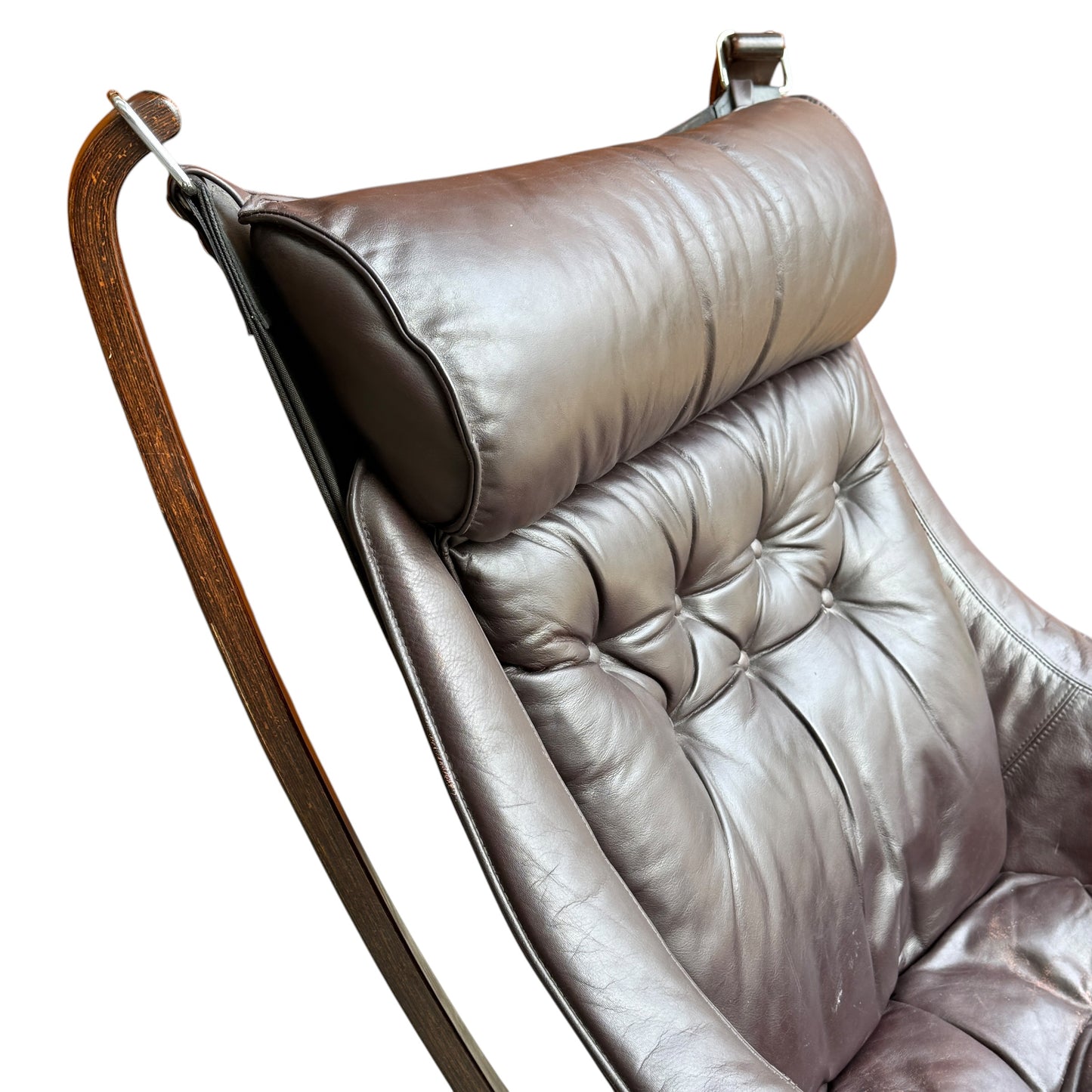 Sigurd Resell Falcon Chair for Vatne Møbler, 1970s, 
Mid Century Highback Sling Chair - Quality Vintage Leather
