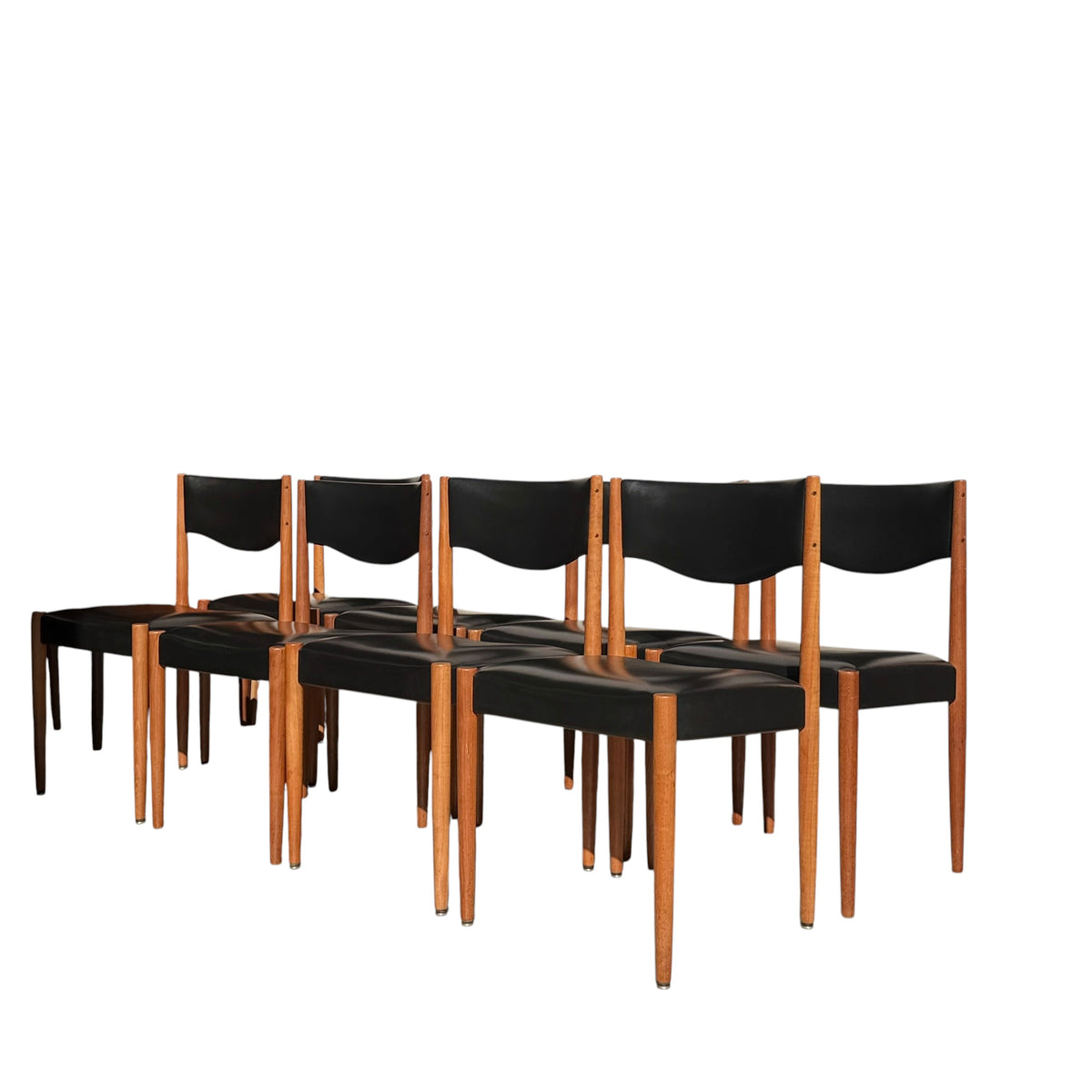 Relocation Clearance: Parker Number 62 Dining Chairs – Original Black Vinyl - Set of 8 (Chairs Only)