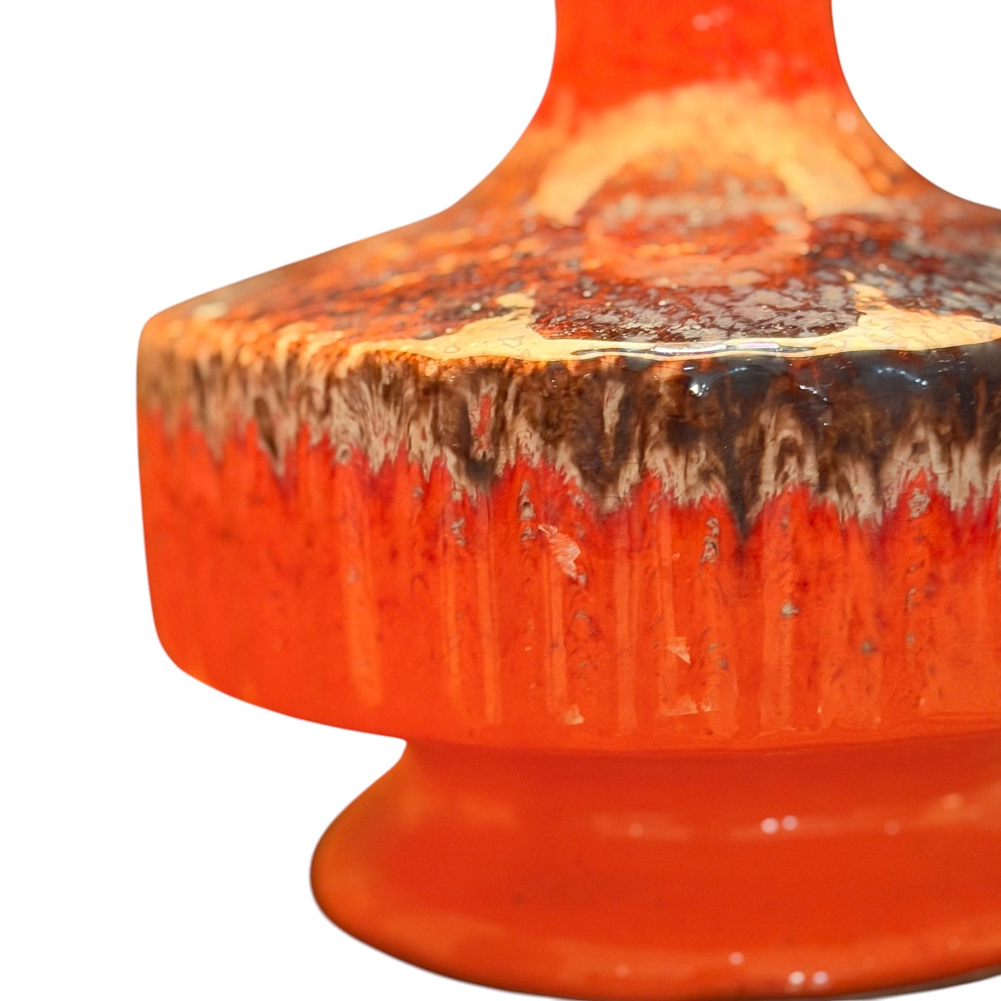 Mid-Century Fat Lava Ceramic Table Lamp – Vibrant Orange & Brown 1960s/1970s Vintage