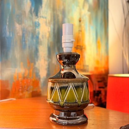Vintage Mid-Century Ceramic Table Lamp Base – Striking Geometric Danish-Style, 1960s/70s