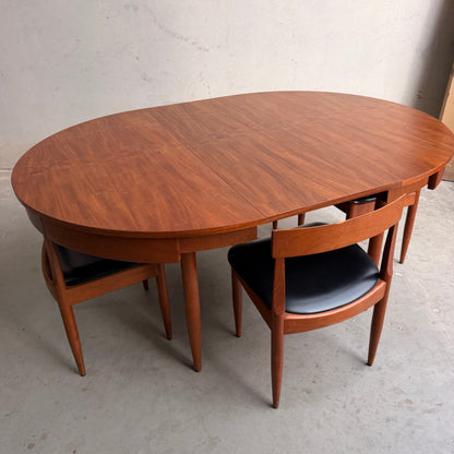 Ernst Hansen Mid-Century Round Extending Dining Set – Teak with 5 Chairs (6th Available upon request for fee)