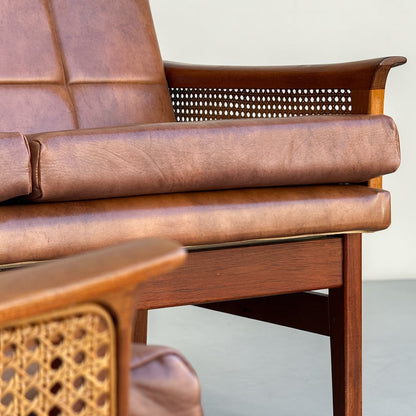 Rare Fler “Flerline” Modular Sofa Set with Original Vinyl & Cane