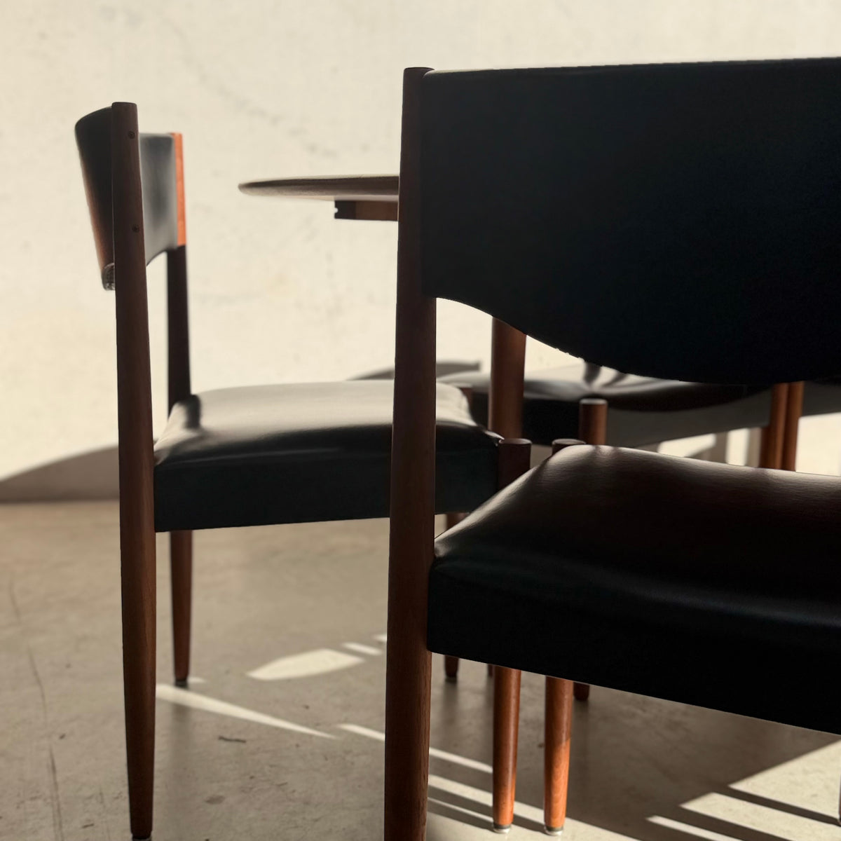 Relocation Clearance: Parker Number 62 Dining Chairs – Original Black Vinyl - Set of 8 (Chairs Only)