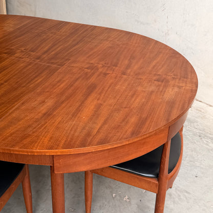 Ernst Hansen Mid-Century Round Extending Dining Set – Teak with 5 Chairs (6th Available upon request for fee)
