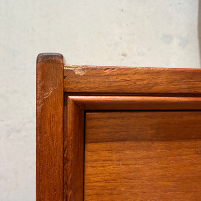 Parker Mid-Century Teak 5-Drawer Tallboy with Blackwood Base