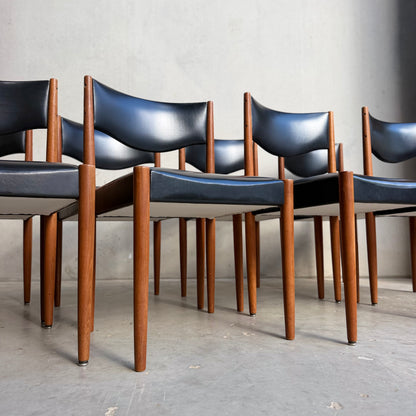 Relocation Clearance: Parker Number 62 Dining Chairs – Original Black Vinyl - Set of 8 (Chairs Only)