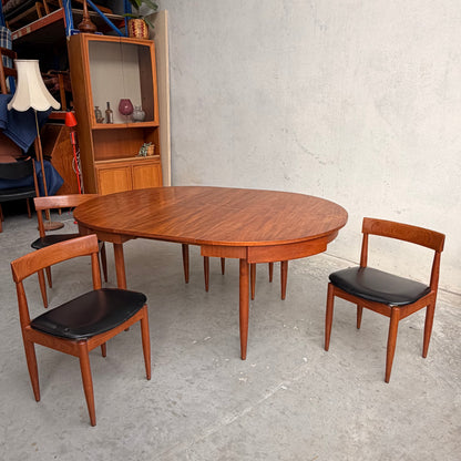 Ernst Hansen Mid-Century Round Extending Dining Set – Teak with 5 Chairs (6th Available upon request for fee)
