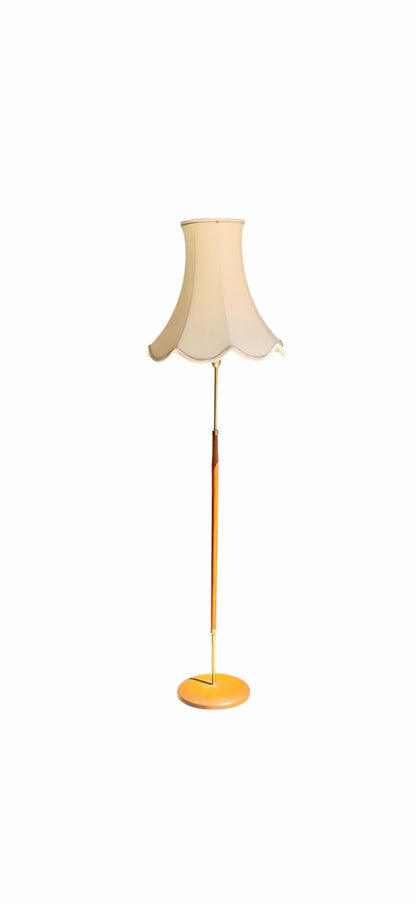 Exquisite Vintage Danish Teak & Brass Floor Lamp – Sculptural Mid-Century Masterpiece