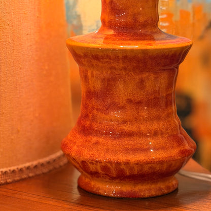 Vintage Mid-Century Ceramic Table Lamp – Stunning Urn-Shaped Orange Glaze, 1960s/70s