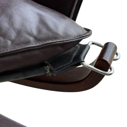 Sigurd Resell Falcon Chair for Vatne Møbler, 1970s, 
Mid Century Highback Sling Chair - Quality Vintage Leather