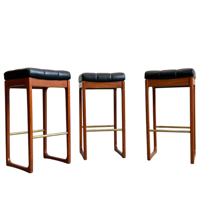 Mid Century Australian 1960s Barstools by Gerald Easden Set of 3 in Black - Bar Height Variant (Revive)