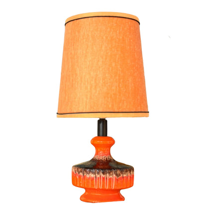 Mid-Century Fat Lava Ceramic Table Lamp – Vibrant Orange & Brown 1960s/1970s Vintage
