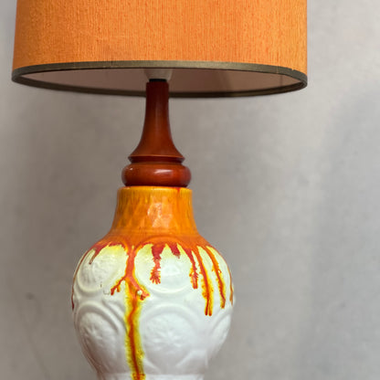 Vibrant Retro Drip Glaze Ceramic Table Lamp – Mid-Century Sunset Glow