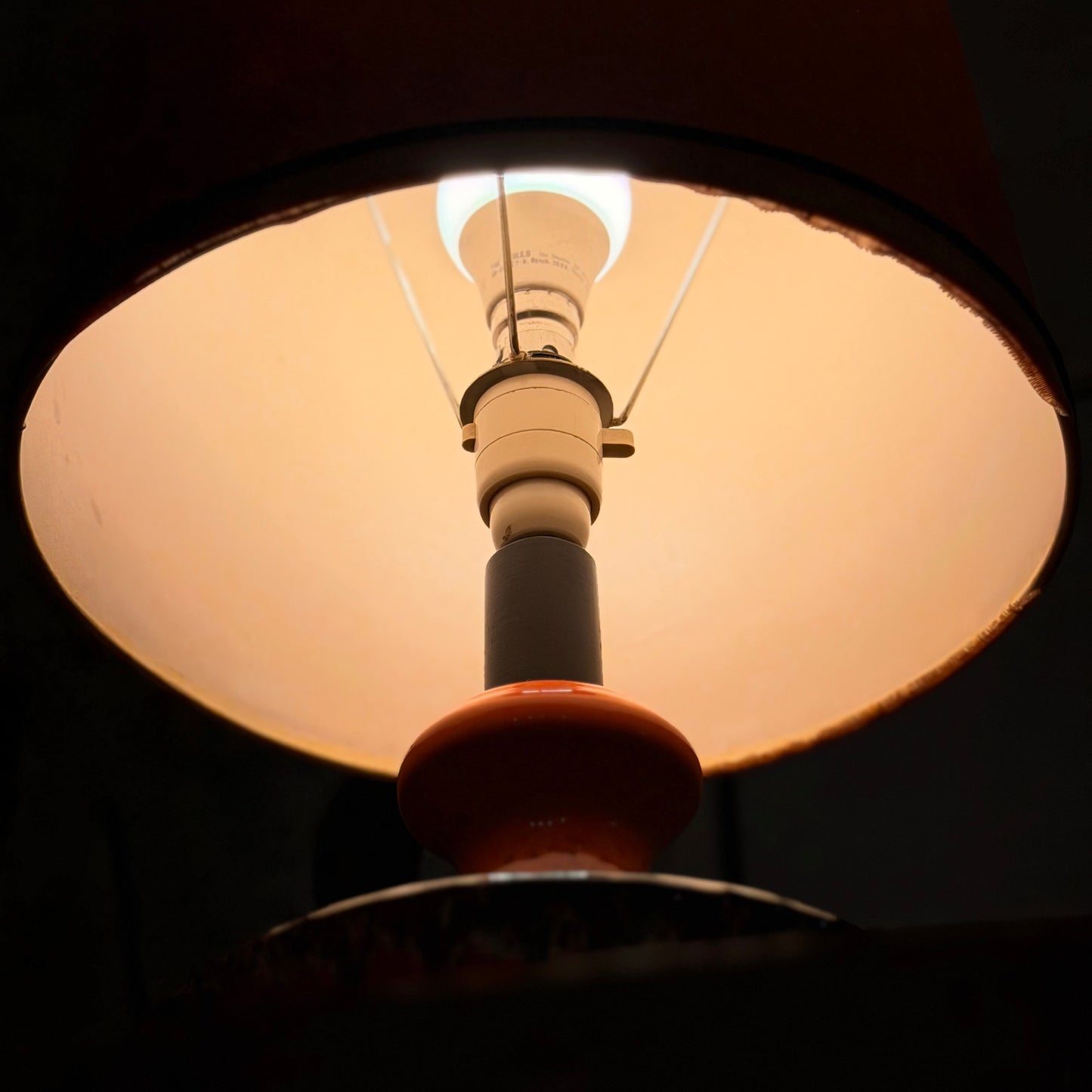 Mid-Century Fat Lava Ceramic Table Lamp – Vibrant Orange & Brown 1960s/1970s Vintage