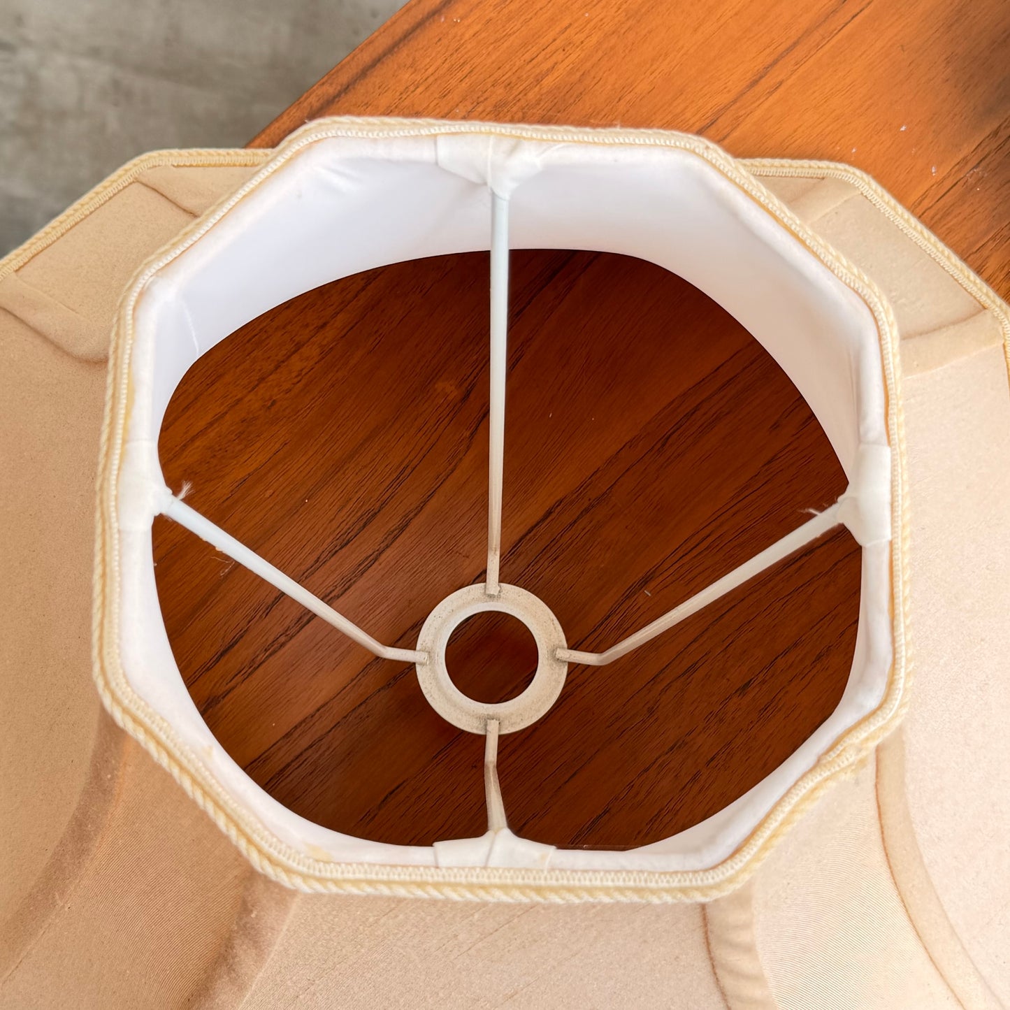 Mid Century Modern Parquetry Table Lamp – Sculptural Turned Wood Base Parkman Woodware