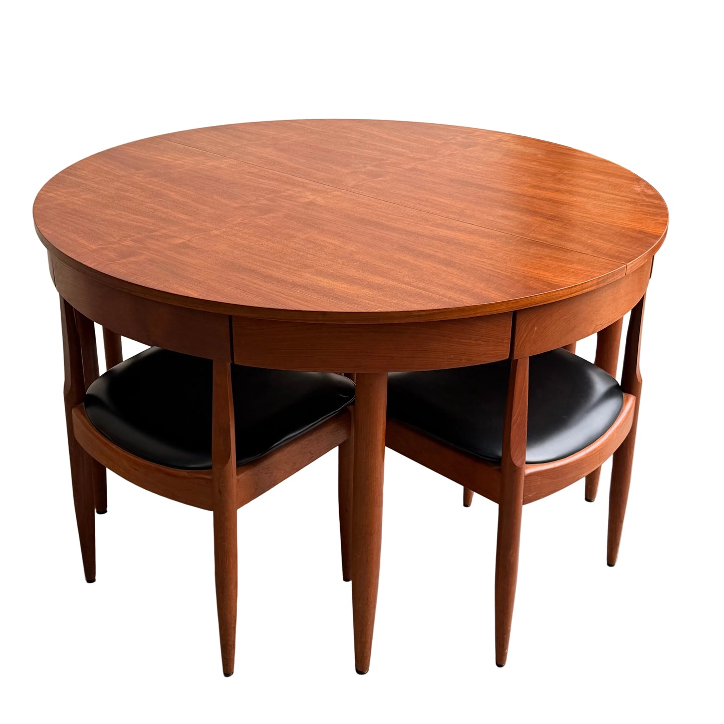 Ernst Hansen Mid-Century Round Extending Dining Set – Teak with 5 Chairs (6th Available upon request for fee)