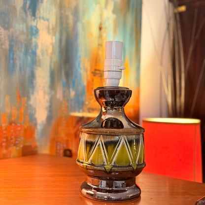 Vintage Mid-Century Ceramic Table Lamp Base – Striking Geometric Danish-Style, 1960s/70s
