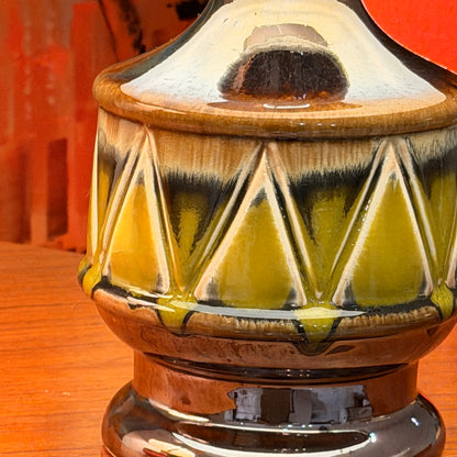 Vintage Mid-Century Ceramic Table Lamp Base – Striking Geometric Danish-Style, 1960s/70s