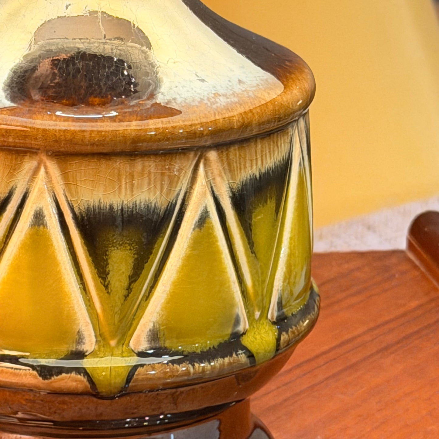 Vintage Mid-Century Ceramic Table Lamp Base – Striking Geometric Danish-Style, 1960s/70s