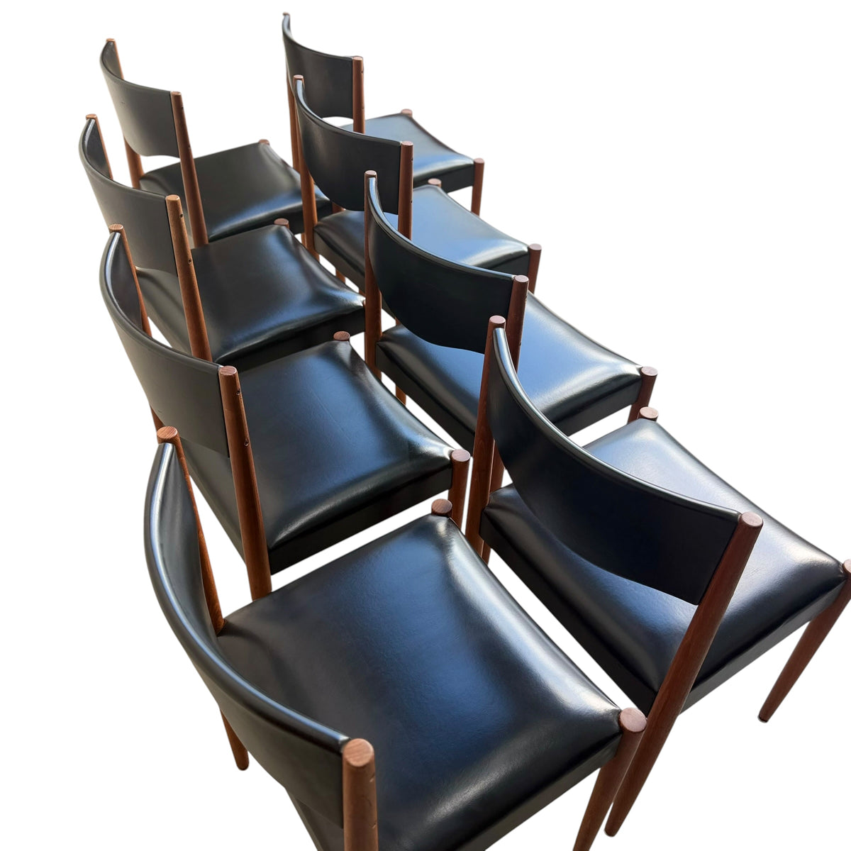 Relocation Clearance: Parker Number 62 Dining Chairs – Original Black Vinyl - Set of 8 (Chairs Only)