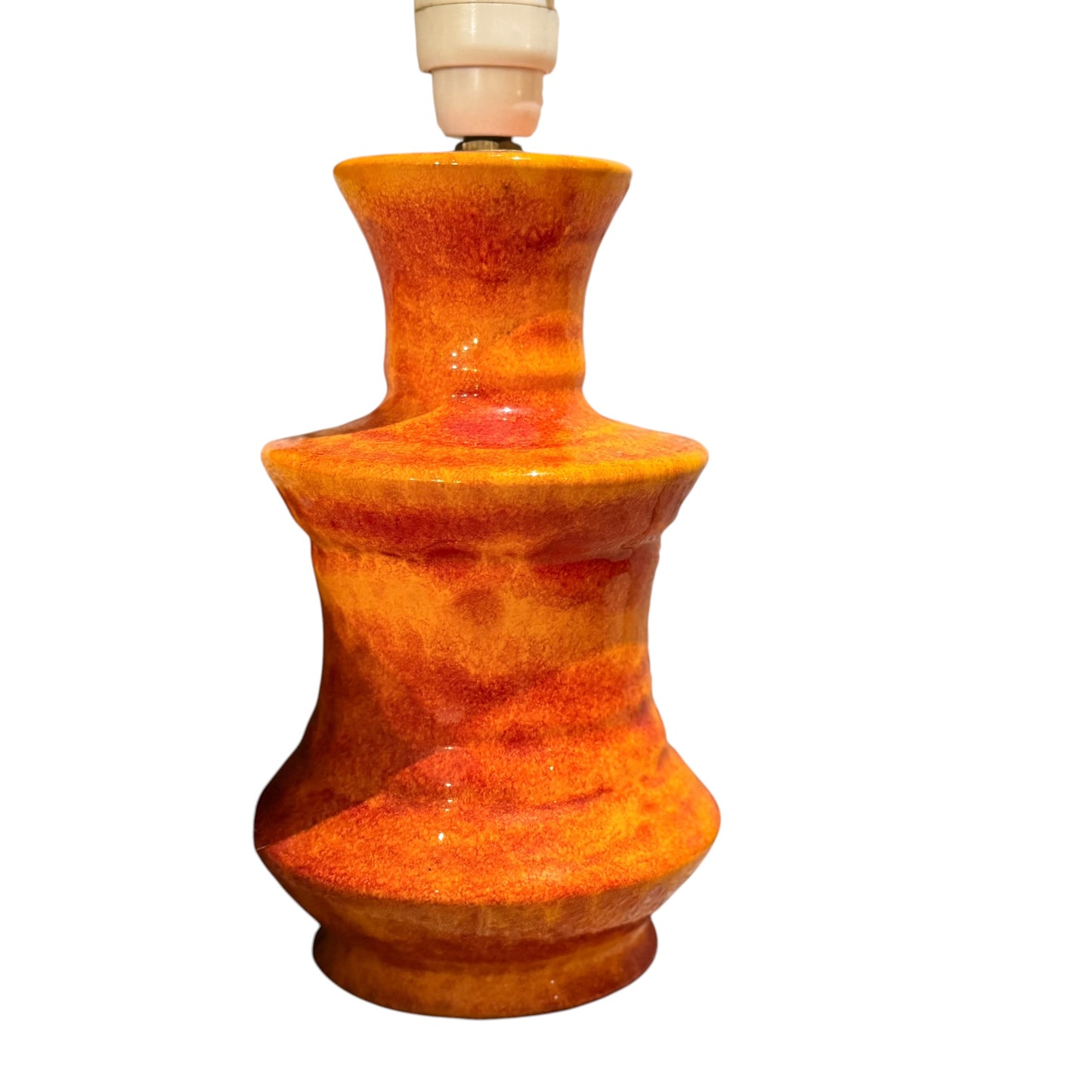 Vintage Mid-Century Ceramic Table Lamp – Stunning Urn-Shaped Orange Glaze, 1960s/70s