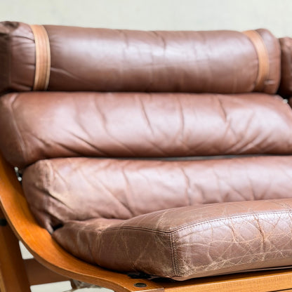 Tessa T4 Two-Seater Lounge – Iconic 1970s Fred Lowen Design in Rich Brown Leather