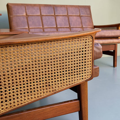 Rare Fler “Flerline” Modular Sofa Set with Original Vinyl & Cane