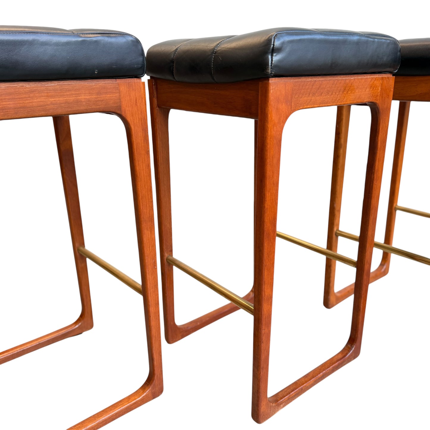 Mid Century Australian 1960s Barstools by Gerald Easden Set of 3 in Black - Bar Height Variant (Revive)