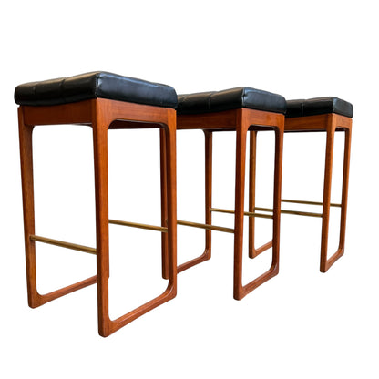 Mid Century Australian 1960s Barstools by Gerald Easden Set of 3 in Black - Bar Height Variant (Revive)