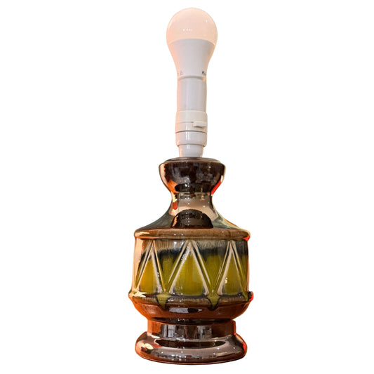 Vintage Mid-Century Ceramic Table Lamp Base – Striking Geometric Danish-Style, 1960s/70s