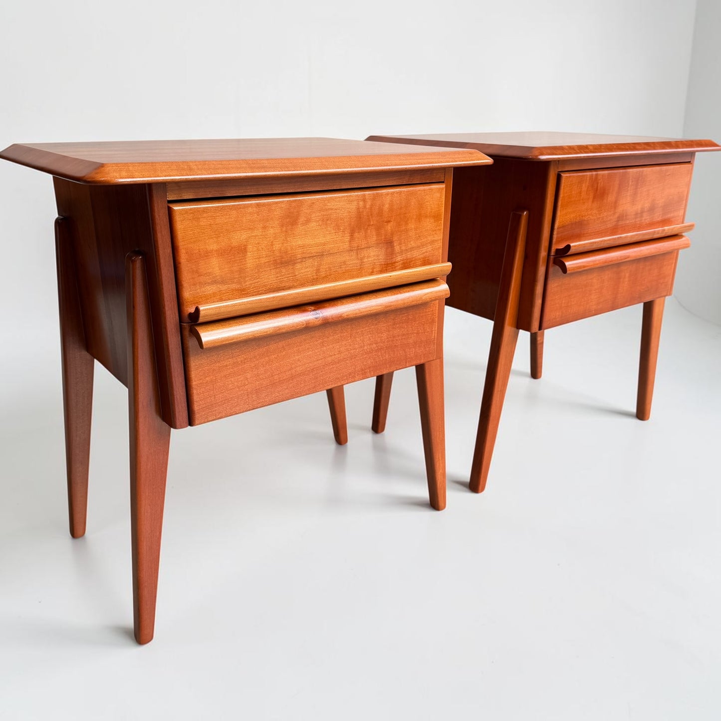 Pair of Myer Heritage Pasadena Bedside tables, 1950s, Solid Tasmanian Myrtle (Rediscover)