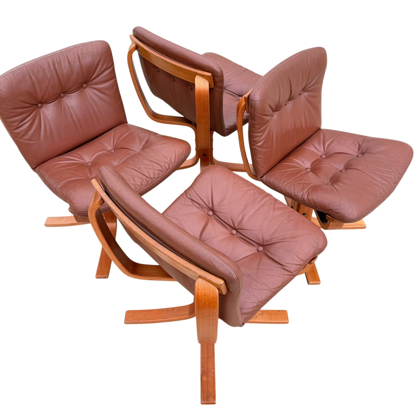 Rare Set of 4 Vintage Joe Rufenacht Lounge Chairs – Howe Leather