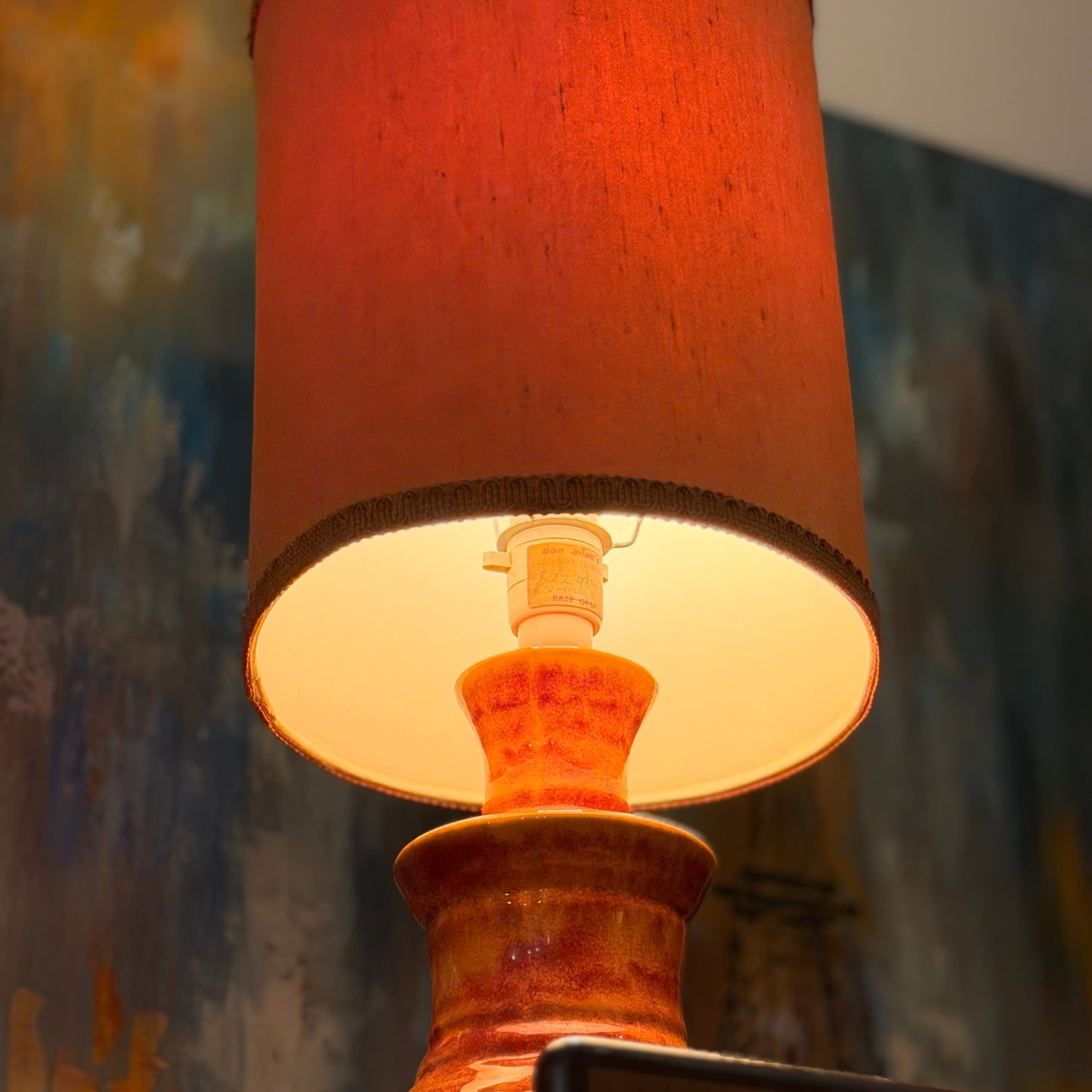 Vintage Mid-Century Ceramic Table Lamp – Stunning Urn-Shaped Orange Glaze, 1960s/70s