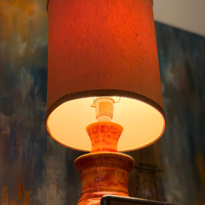 Vintage Mid-Century Ceramic Table Lamp – Stunning Urn-Shaped Orange Glaze, 1960s/70s