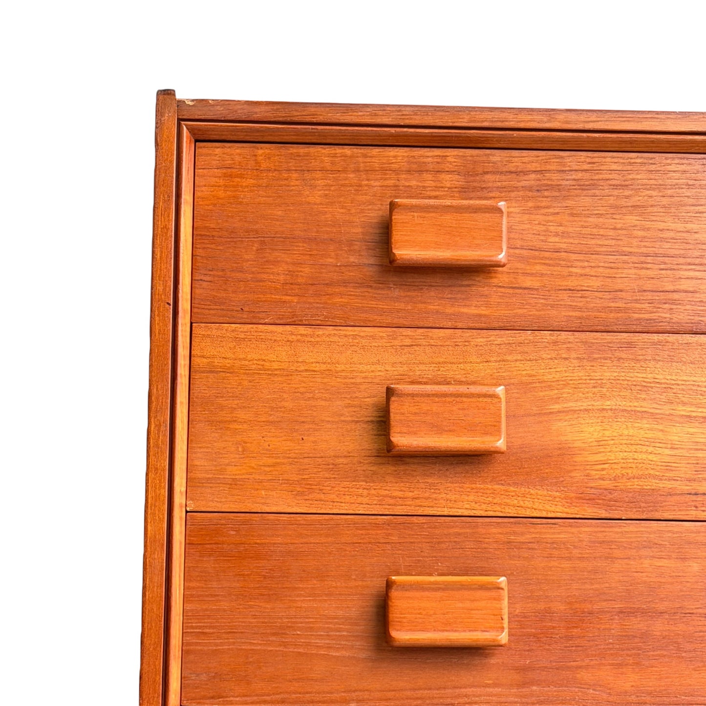 Parker Mid-Century Teak 5-Drawer Tallboy with Blackwood Base