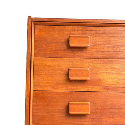 Parker Mid-Century Teak 5-Drawer Tallboy with Blackwood Base
