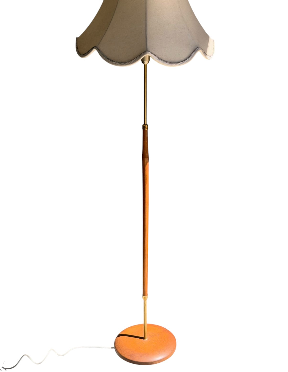 Exquisite Vintage Danish Teak & Brass Floor Lamp – Sculptural Mid-Century Masterpiece
