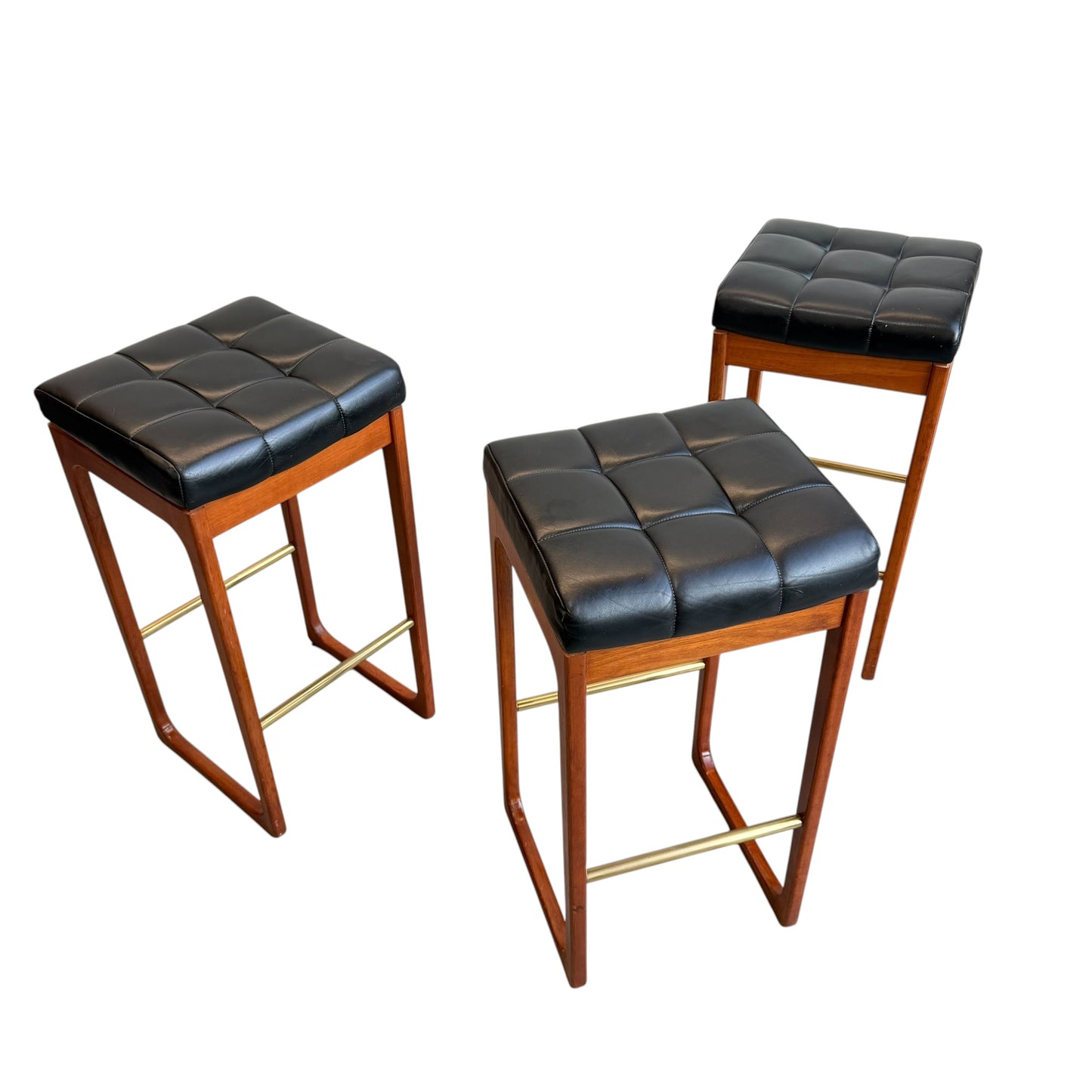 Mid Century Australian 1960s Barstools by Gerald Easden Set of 3 in Black - Bar Height Variant (Revive)