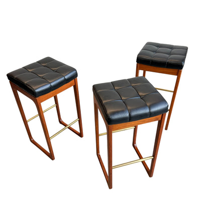 Mid Century Australian 1960s Barstools by Gerald Easden Set of 3 in Black - Bar Height Variant (Revive)