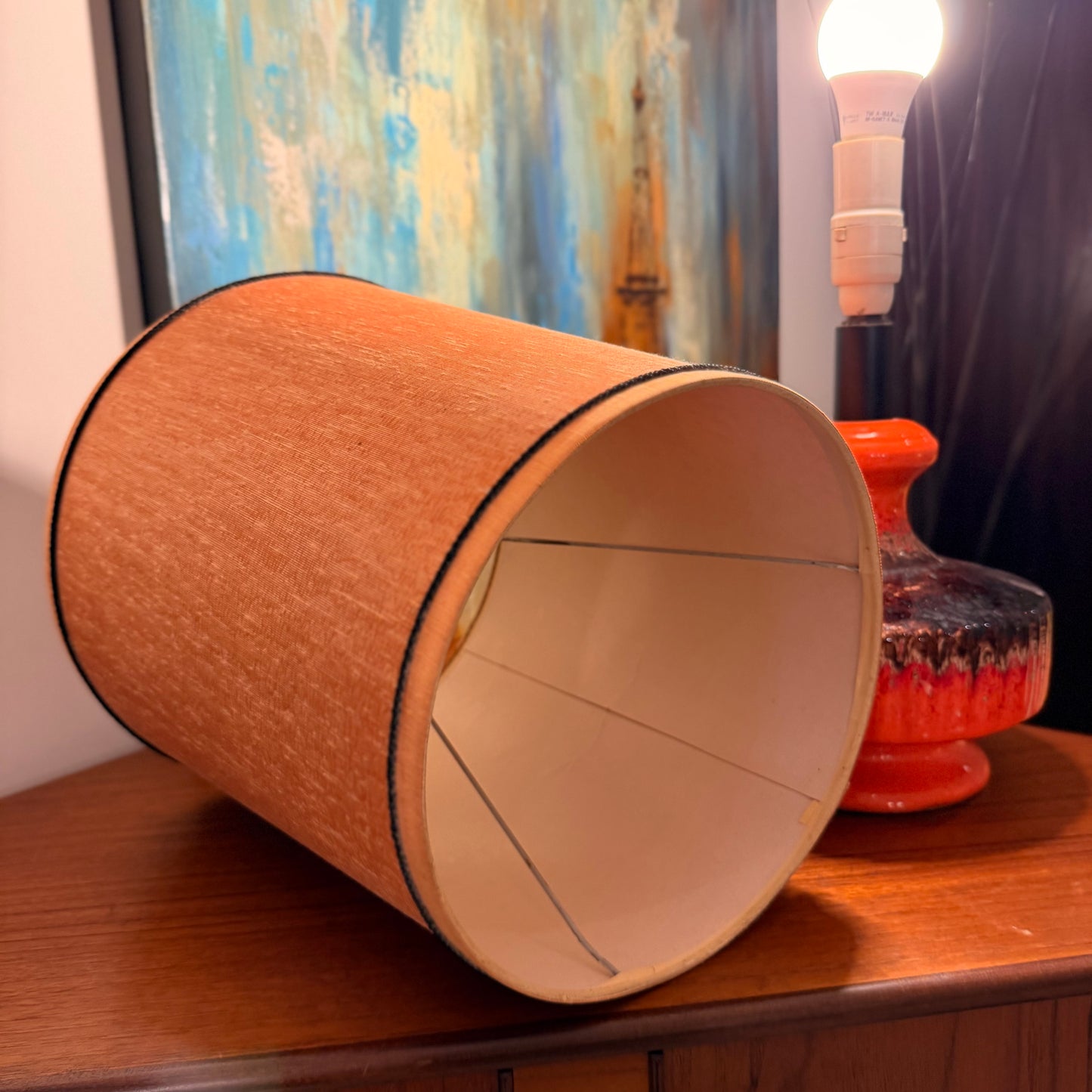 Mid-Century Fat Lava Ceramic Table Lamp – Vibrant Orange & Brown 1960s/1970s Vintage
