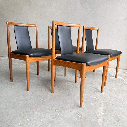 Fully Restored Parker T-Back Number 88 Dining Chairs Set of 4 - Black Vinyl  (Rediscover)