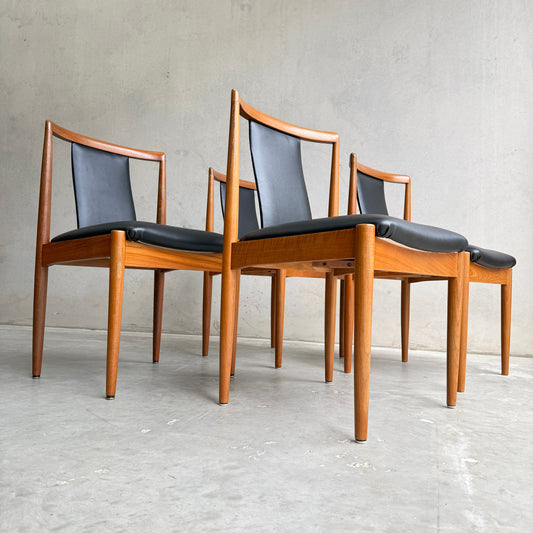 Fully Restored Parker T-Back Number 88 Dining Chairs Set of 4 - Black Vinyl  (Rediscover)