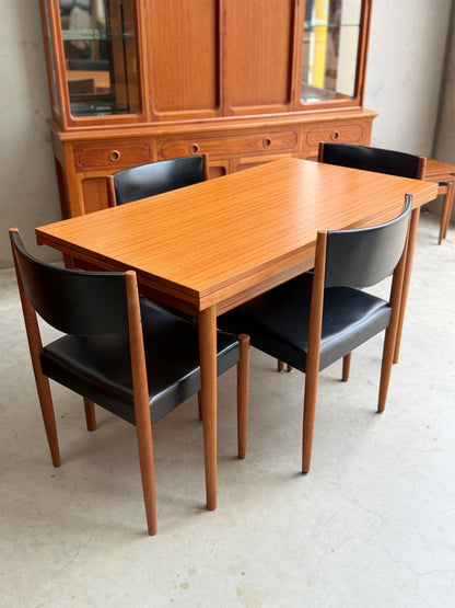 Iconic set of Restored Parker Number 62 mid-century modern dining chair with original black vinyl seat and authentic 1960s Australian design paired with parker extension side table number 95