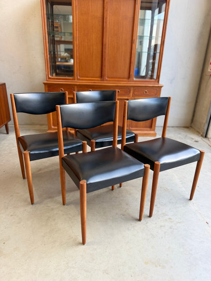 Restored Parker Number 62 mid-century modern dining chair with original black vinyl seat and authentic 1960s Australian design