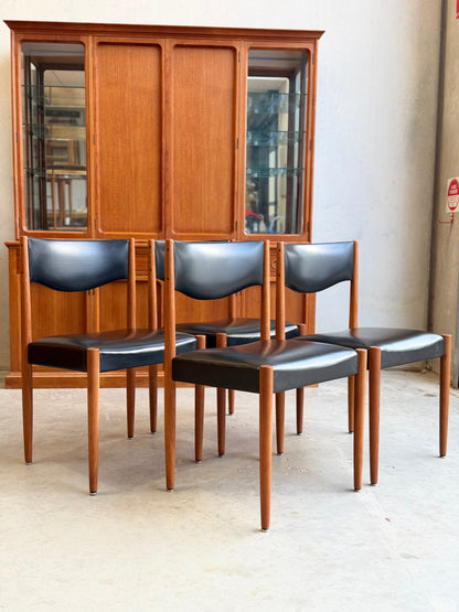 Restored Parker Number 62 mid-century modern dining chair with original black vinyl seat and authentic 1960s Australian design