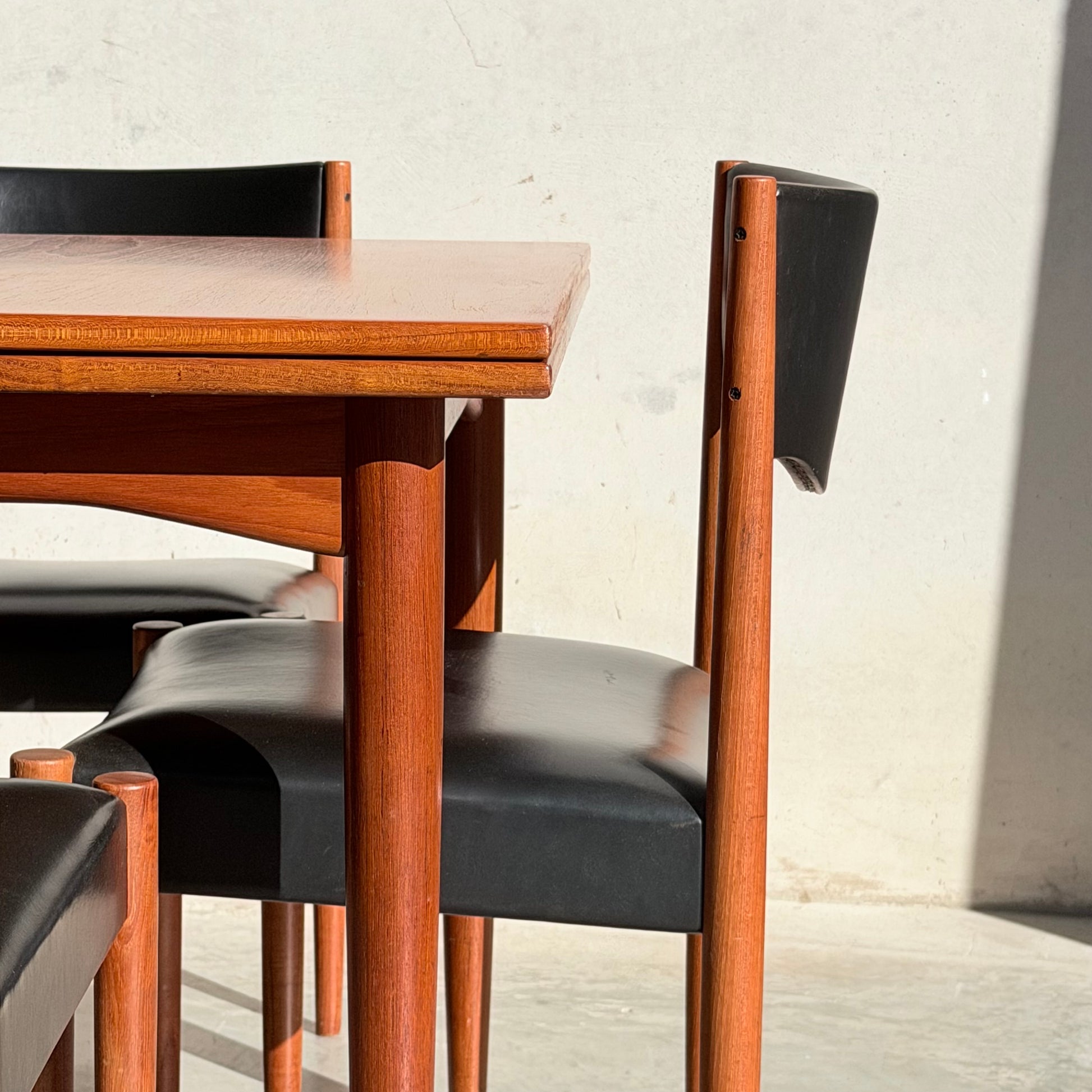 The Vintage Parker Dining Suite 5 Piece Square - Number 140 features classic Scandinavian-inspired Australian design with matching vintage chairs and table, perfect for bright spaces and mid-century charm.