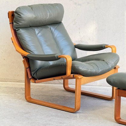 Tessa Stockholm Armchair & Foot Stool – Forest Green (Revive)