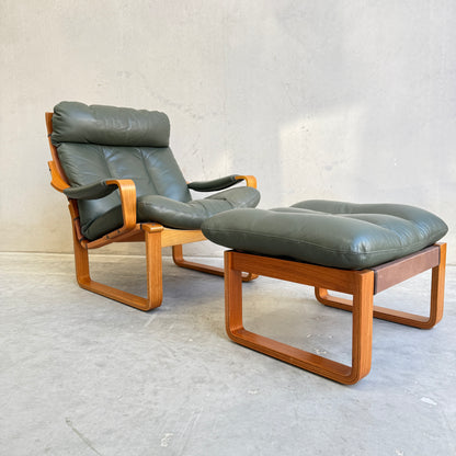 Tessa Stockholm Armchair & Foot Stool – Forest Green (Revive)