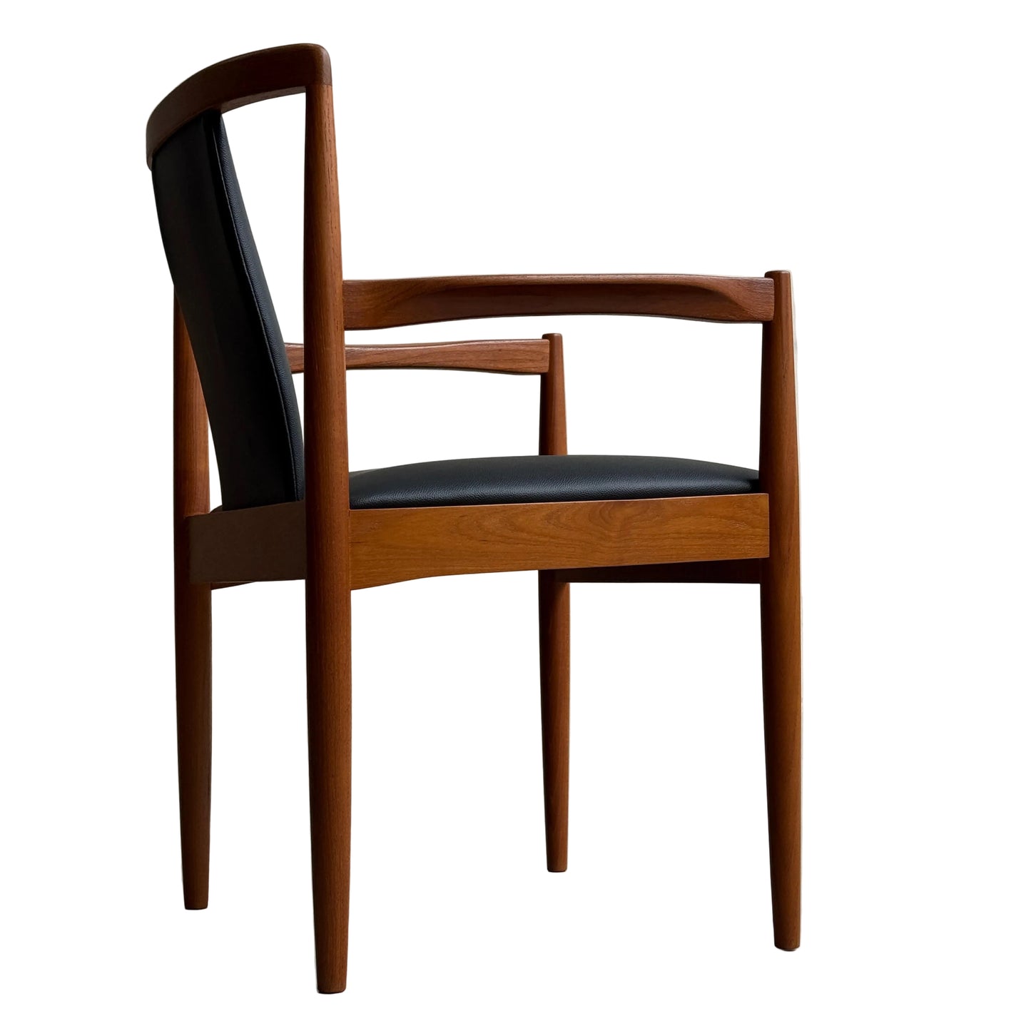 Pre-Order: Professional Restoration of Parker 89 Chair—25% non-refundable deposit. Features mid-century modern design, curved backrest, and black commercial-grade vinyl seat and back padding. Shown at an angle on a white background.