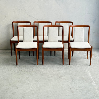 Fully restored 1960s Parker Number 88 T-back dining chair with dove white upholstery and pristine teak finish